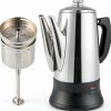 Electric Coffee Percolator with ETL Approval, Stainless Steel Coffee Maker 1000 Watt with Simple Glass Knob Top, Auto Keep Warm Function & Cord-less Sever, Easy to Clean (12 Cup)-0