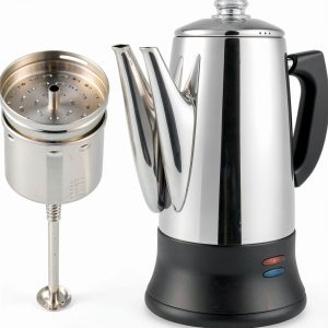 Electric Coffee Percolator with ETL Approval, Stainless Steel Coffee Maker 1000 Watt with Simple Glass Knob Top, Auto Keep Warm Function & Cord-less Sever, Easy to Clean (12 Cup)-0