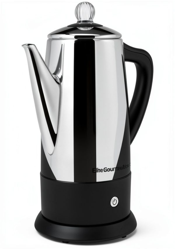 Elite Gourmet EC812# Electric 12-Cup Coffee Percolator with Keep Warm, Clear Brew Progress Knob Cool-Touch Handle Cord-less Serve, Stainless Steel-0
