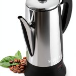 SOTECH Electric Coffee Percolator Stainless Steel Coffee Maker Coffee Pot with Cool-Touch Handle Clear Brew Progress Knob-0