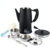 Electric Coffee Percolator Stainless Steel Coffee Maker with Clear Brew Progress Tough Glass Knob On/OFF Switch Keep Warm Cordless Serve Classic Coffee Pot No Aluminum Black (12 Cup)-5