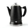 Electric Coffee Percolator Stainless Steel Coffee Maker with Clear Brew Progress Tough Glass Knob On/OFF Switch Keep Warm Cordless Serve Classic Coffee Pot No Aluminum Black (12 Cup)-2