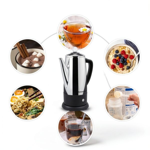 Elite Gourmet EC812# Electric 12-Cup Coffee Percolator with Keep Warm, Clear Brew Progress Knob Cool-Touch Handle Cord-less Serve, Stainless Steel-3