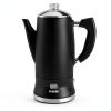 Electric Coffee Percolator Stainless Steel Coffee Maker with Clear Brew Progress Tough Glass Knob On/OFF Switch Keep Warm Cordless Serve Classic Coffee Pot No Aluminum Black (12 Cup)-1
