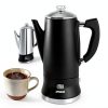 Electric Coffee Percolator Stainless Steel Coffee Maker with Clear Brew Progress Tough Glass Knob On/OFF Switch Keep Warm Cordless Serve Classic Coffee Pot No Aluminum Black (12 Cup)-0