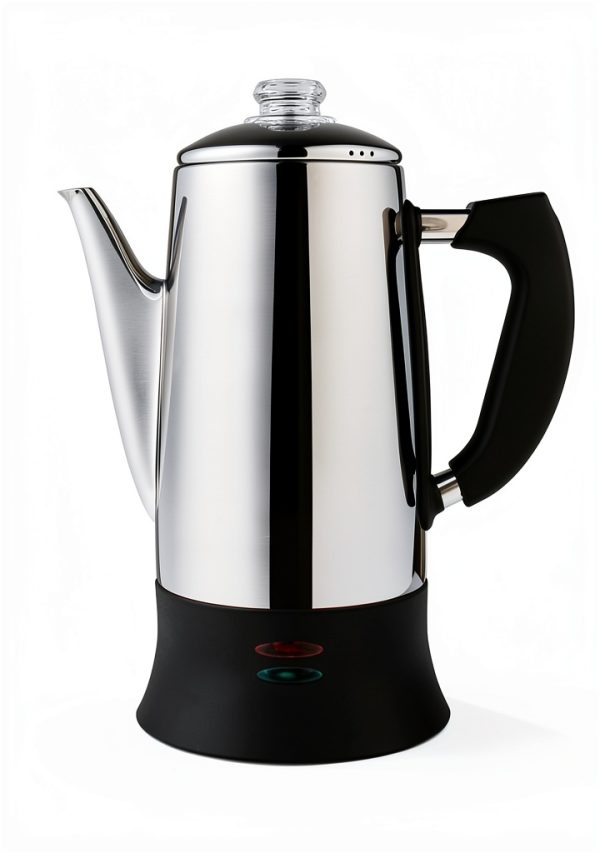 Electric Coffee Percolator with ETL Approval, Stainless Steel Coffee Maker 1000 Watt with Simple Glass Knob Top, Auto Keep Warm Function & Cord-less Sever, Easy to Clean (12 Cup)-1