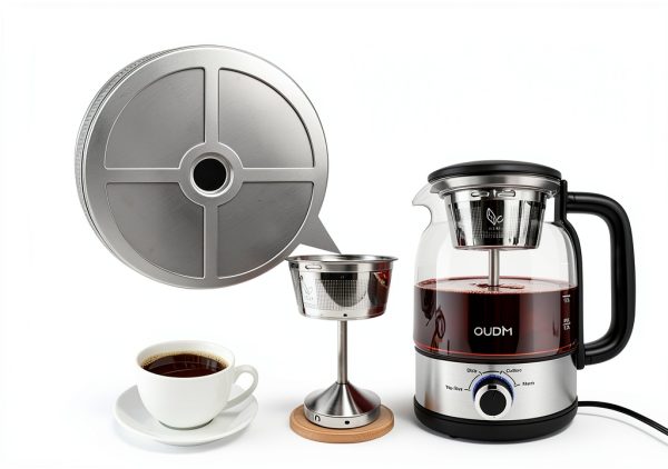 Drip Coffee Maker By Spraying Method, 1.2L Capacity, 600W Power, BPA-Free, Brewed Tea Pot Coffee Plunger, Glass Stainless Steel Tea And Coffee Brew Kettle, Electric Kettle Tea Pot,Keep warm-3