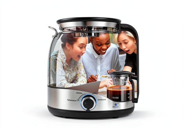 Drip Coffee Maker By Spraying Method, 1.2L Capacity, 600W Power, BPA-Free, Brewed Tea Pot Coffee Plunger, Glass Stainless Steel Tea And Coffee Brew Kettle, Electric Kettle Tea Pot,Keep warm-4