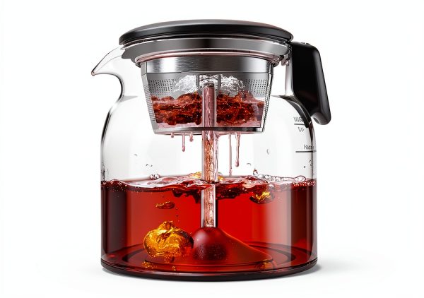Drip Coffee Maker By Spraying Method, 1.2L Capacity, 600W Power, BPA-Free, Brewed Tea Pot Coffee Plunger, Glass Stainless Steel Tea And Coffee Brew Kettle, Electric Kettle Tea Pot,Keep warm-2