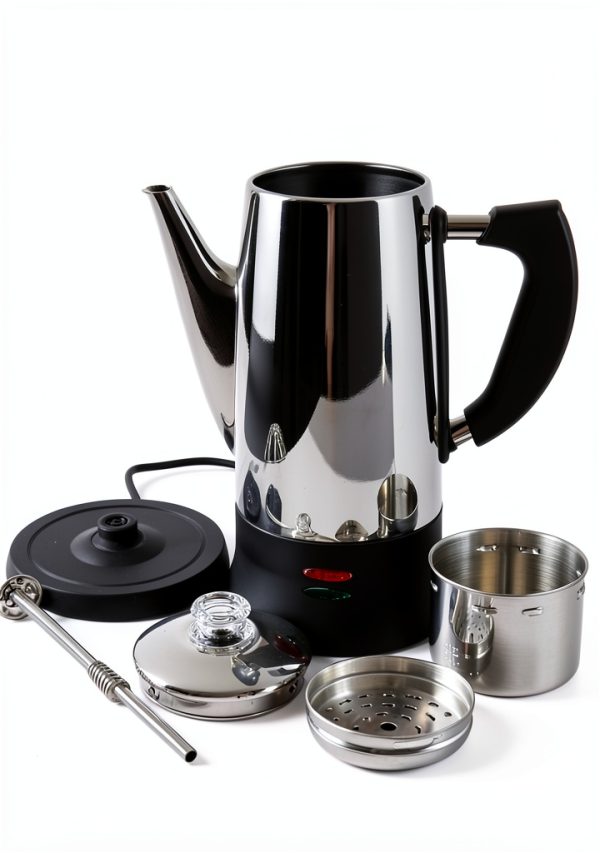 Electric Coffee Percolator Stainless Steel 12 Cup by APOXCON with-1