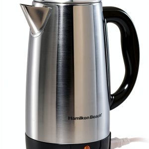 Hamilton Beach 12 Cup Electric Percolator Coffee Maker, Stainless Steel, Quick Brew, Easy Pour Spout (40616R)-0
